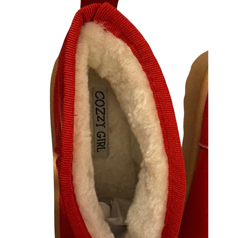 Cozzy Girl Super H Red Platform Mini Boots Faux Fur Lined Size 8 NEW - Picture 2 of 7